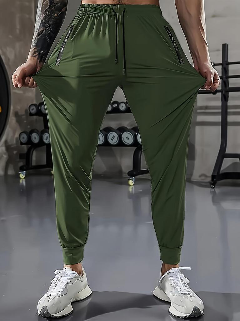 Men's European Size Summer Ice Silk Nylon Quick-Dry Breathable Elastic Pants