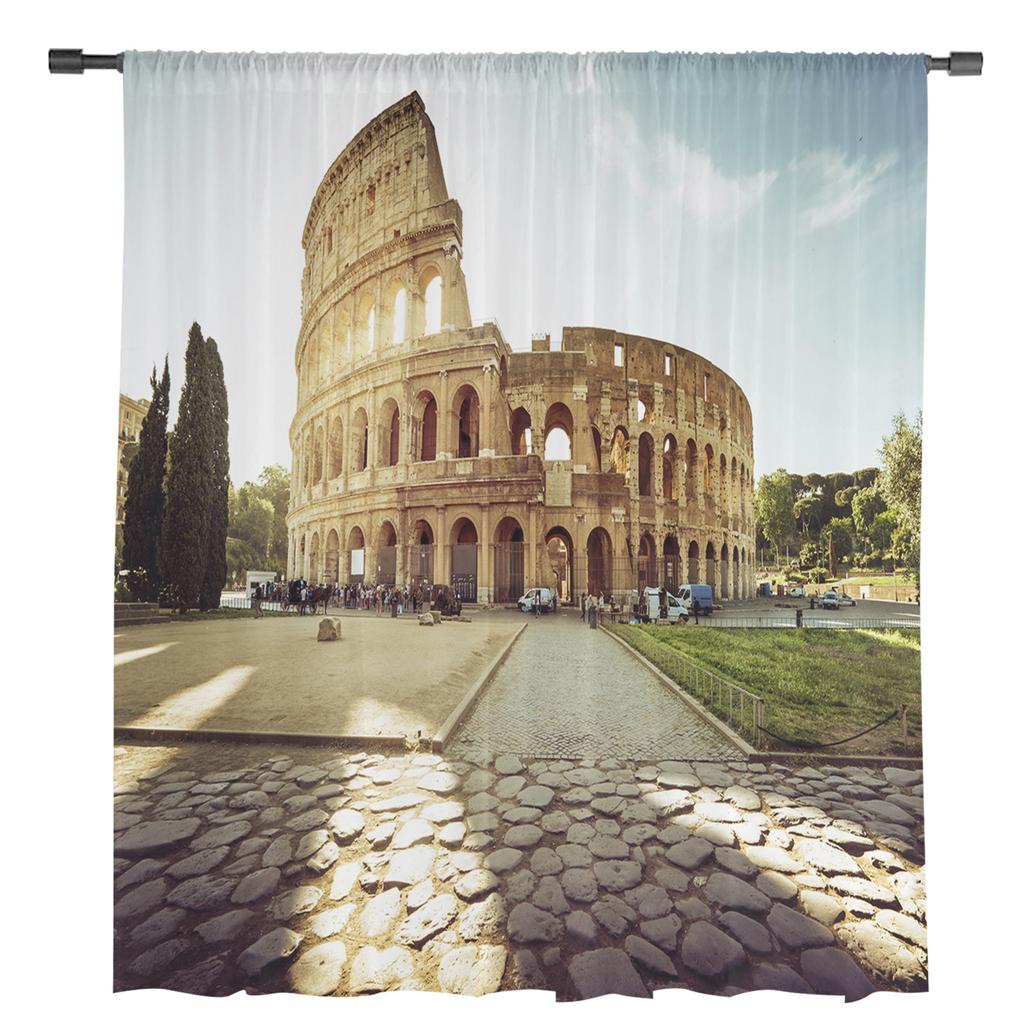 Roman Architecture Chiffon Sheer Curtains for Living Room Bedroom Home Decoration Window Voile Tulle Curtain Drapes