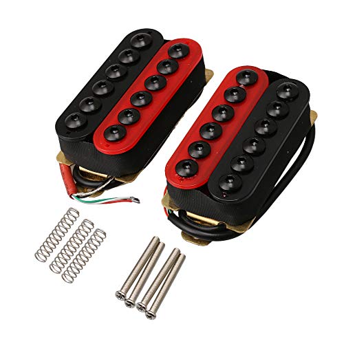 Yibuy 1 Pair Red and Black Invader Humbucker Dual Coil Ceramic Magnet High Output