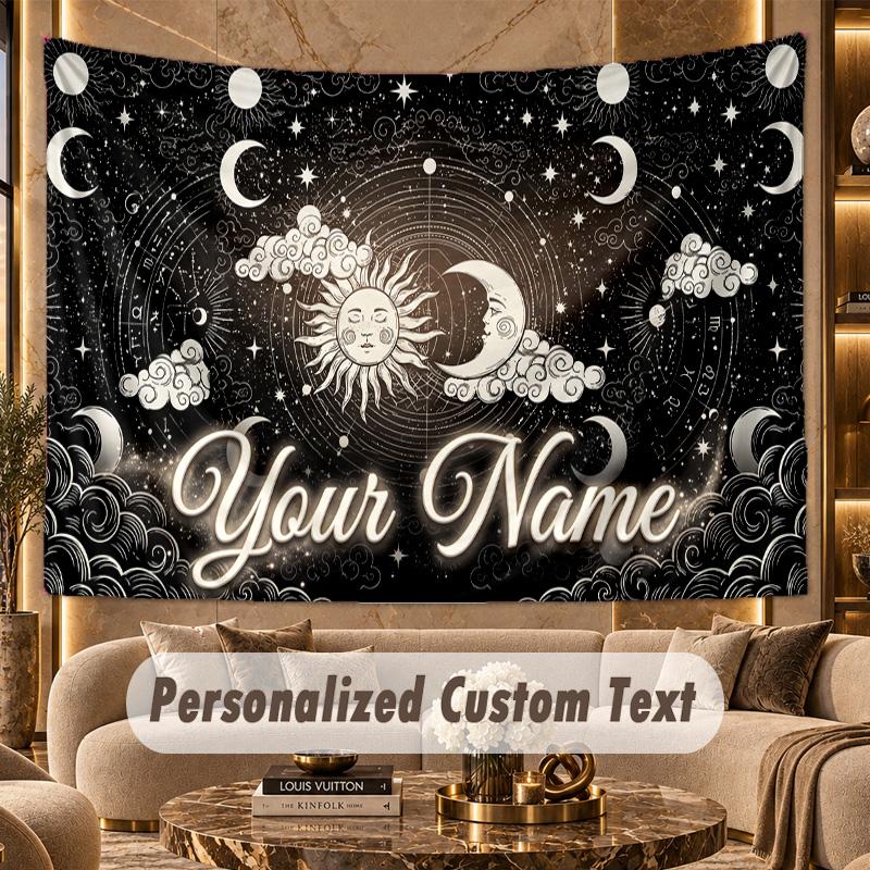 Decorative Artwork (31) Theme Personalized Tapestry Custom Name Text Wall Hanging Tapestry Home Background Decoration