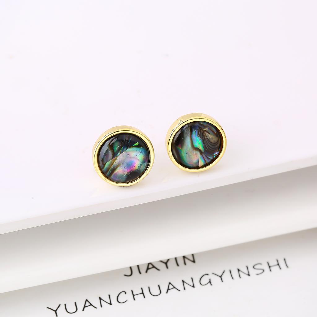 Natural Shell Square Round Butterfly Gold/Silver Stud Earrings Minimalist for Women Girls New Fashion Jewelry Daily Wear