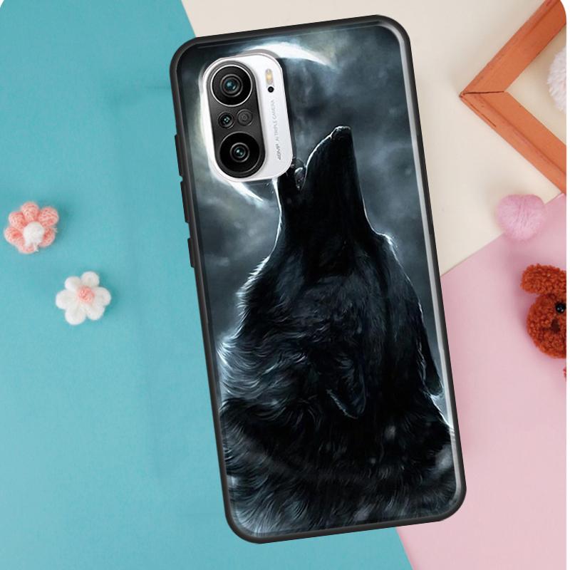 Moon Roaring Wolf Case For POCO F3 F1 F2 M3 M4 X4 Pro GT X3 Pro Cover For Xiaomi Mi 11 Lite 12 X Mi 11T Pro