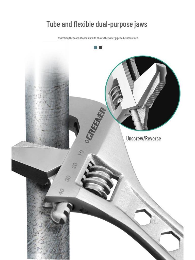 Multifunctional Large Opening Adjustable Wrench - Compact Hardware Tool