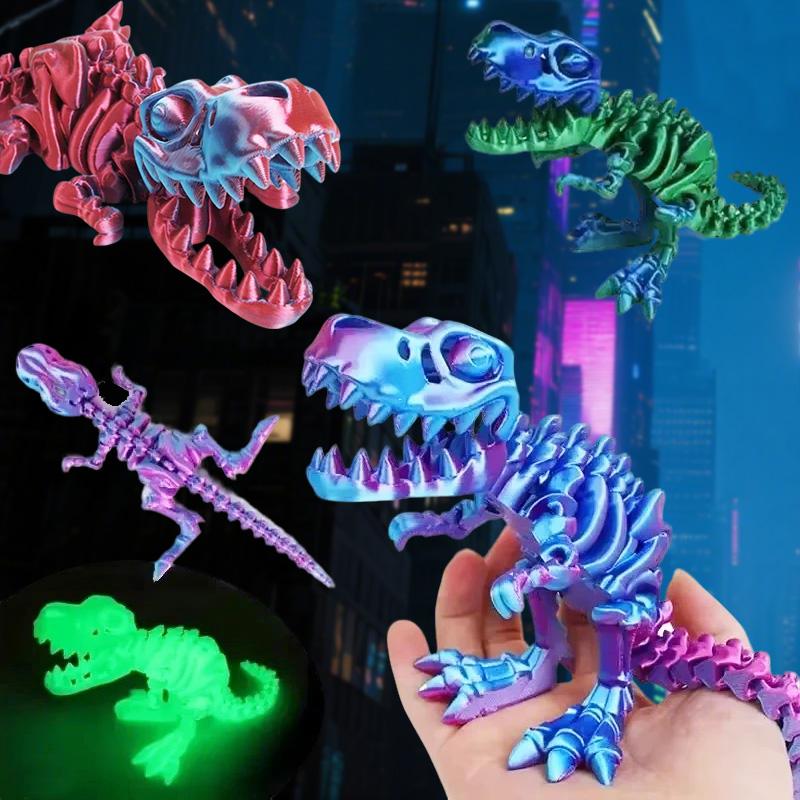 3D Printing Full-Joint Movable Tyrannosaurus Rex Figurine High Degree Freedom Playability Miniature Dinosaur Skeleton Decoration