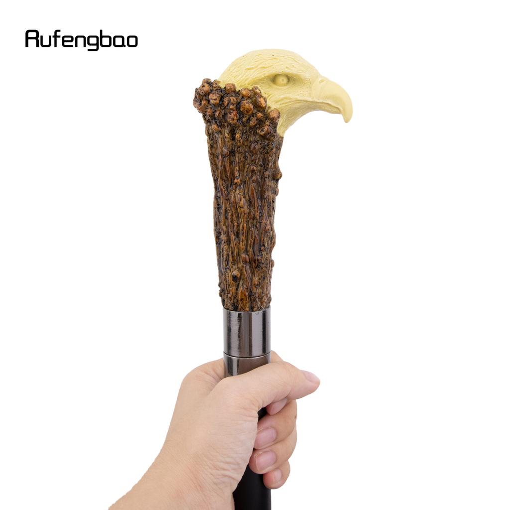 Yellow Resin Eagle Head Tree Root Walking Cane Fashion Decorative Steel Stick Gentleman Elegant Cosplay Cane Knob Crosier 94cm