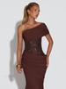 2026 Spring/Summer One-Shoulder Sequin Bustier Evening Gown with Large Skirt