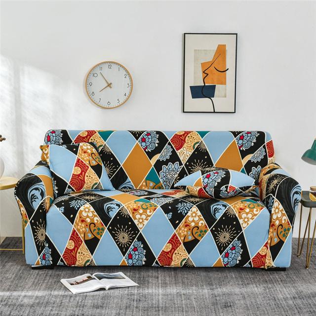 Geometrische große Sofabezüge für Wohnzimmer Ecke Chaiselongue Couch Schonbezüge elastische Sofaschutz Stuhl Sesselbezug 1 Stück