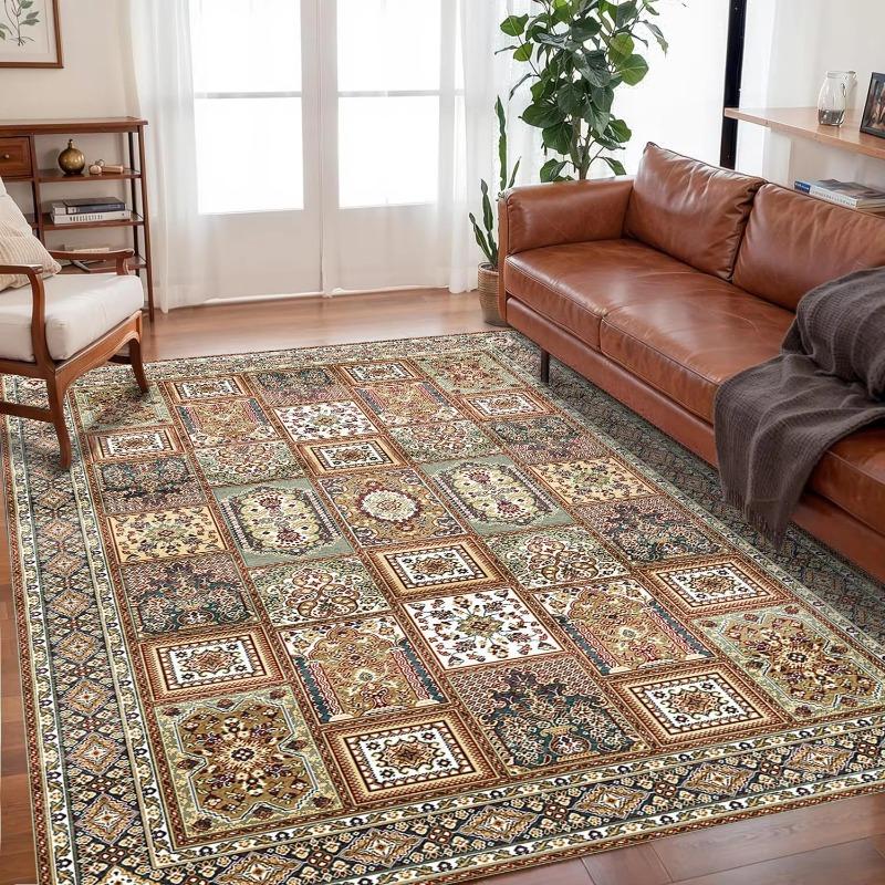 Tappeti Morbidi in Flanella Bohemien, Tavolino da Salotto, Tappeto per Divano, Studio, Camera da Letto, Tappeto Impermeabile e Resistente allo Sporco