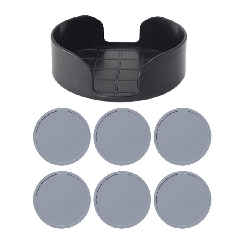 6Pcs Round Silicone Drink Coasters Heat Resistant Protects Tables From Heat Damage Cup Mugs Mats For Home Kitchens