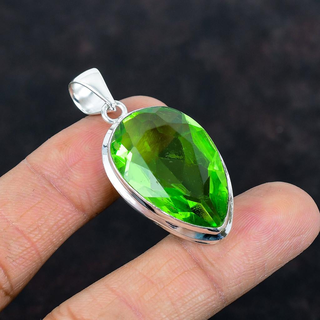 Faceted Peridot Pendant Gemstone Handmade Pendant 925 Sterling Silver Pendant Beautiful Peridot Jewelry Latest Design Pendant Gifts for Wife