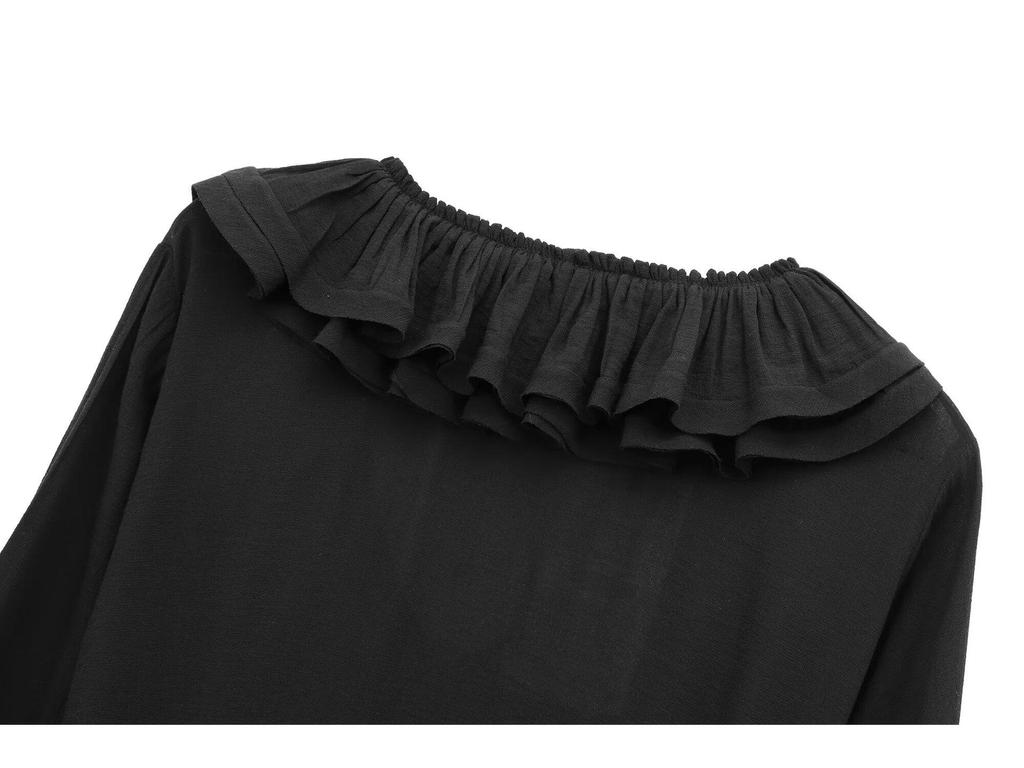 2024 Winter Women's Layered Long Sleeve Midi Dress - European & American Fashion Style