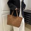 New Simple Solid Color Versatile Tote Bag Fashion Commuter Light Luxury Trend Faux Leather Design Shoulder Bag