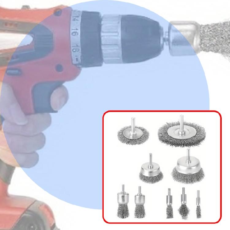 Versatilitys Drill Mounted Wire Brushes 9PCS Carbon Steel Construction For Efficient Rust Paint Debris Removal Tool