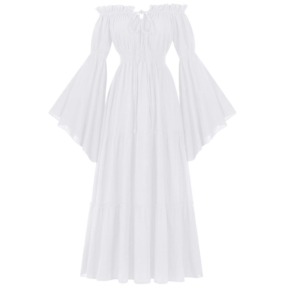 2024 Women's Medieval Vintage Christmas Off-the-Shoulder Bell Sleeve Dress