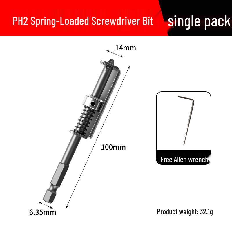 

Spring-loaded Positioning Drill Bit - One-handed Universal Tool for Screw Fixing, with Phillips Screwdriver Bit