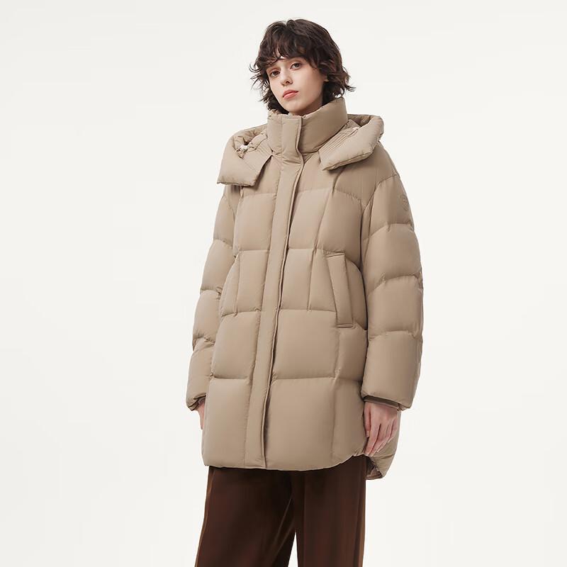 Tanboer Women's Mid-Length Hooded Loose Down Jacket 530750A