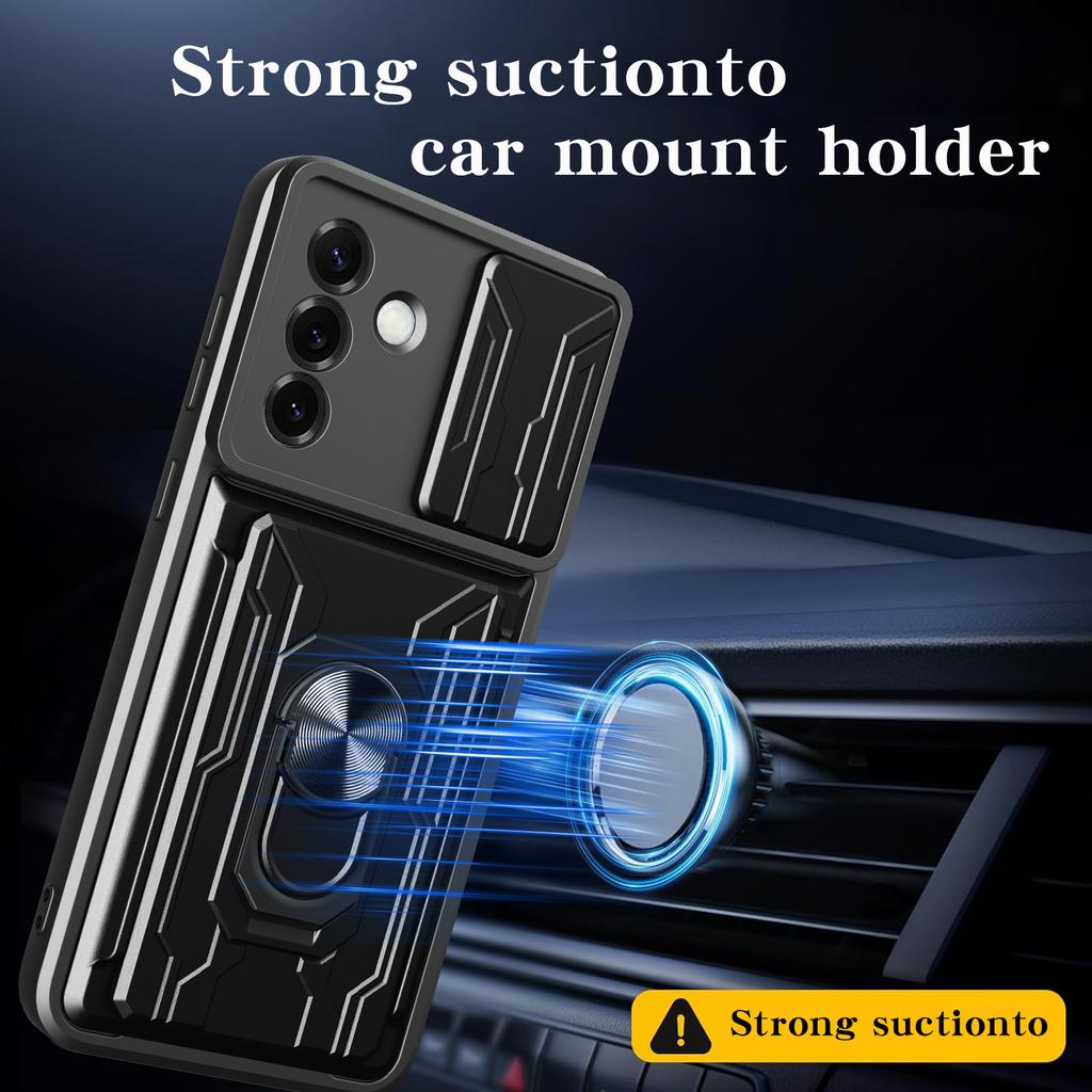 For Samsung Galaxy S25+ Case PC+TPU Kickstand Phone Back Cover with Camera Slider