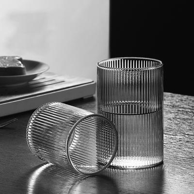 Einfache nordische Streifenglas hitzebeständige Safttasse Kaffeetasse Wassertasse Weintasse