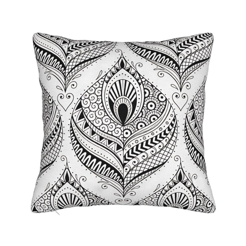 Colorful Ethnic Pattern Peacock Feather Mandala Pillow Cover Vintage Pillow Case For Couch Sofa Bedroom Soft Pillowcases Gift