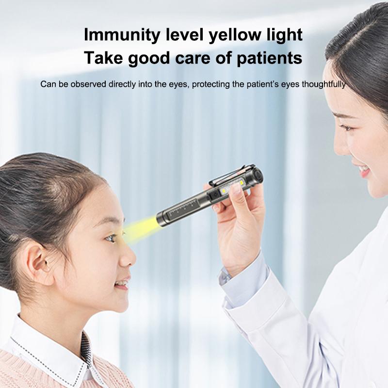 Rechargeable Medical Handy Pen Light Dual Light Source Led Flashlight Mini Pocket Doctor Oral Examination Penlight Clip Lamp