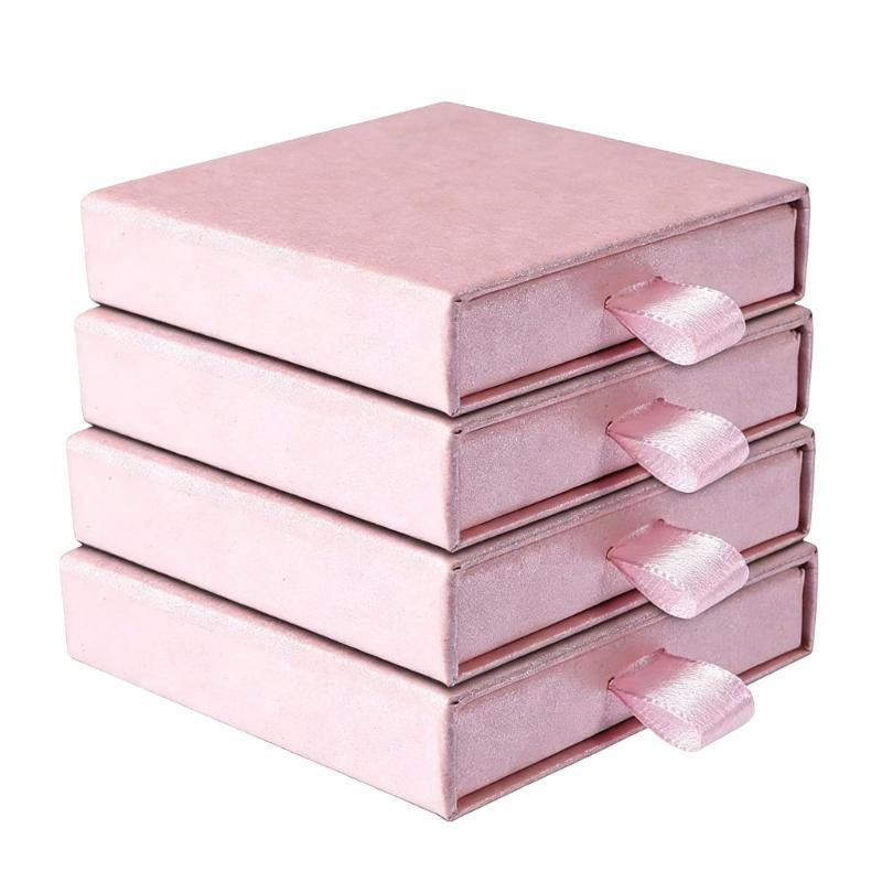 

4Pcs Paper Earrings Storage Boxes Jewelry Organiser for Earrings Necklace Brooch Pin Jewelry Accessories Organization розовый