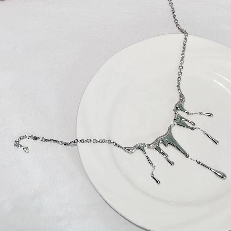 Women Fashion Summer Liquid Irregular Necklace Girl Niche Design High Sense Fashion Jewelry Accessories for Women Creative Gifts