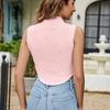 IHUASU Ladies Sleeveless Knitted Crew Neck Slim-fit Crop Vest Summer