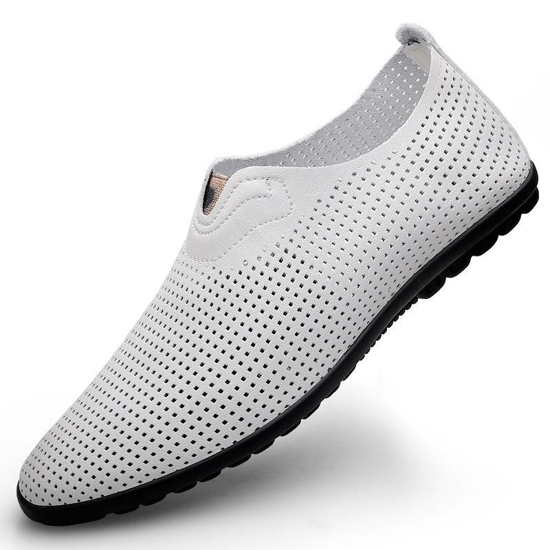 262 Men'S Shoes One-Pedal Casual Shoes Low-Top Feet Small Leather Shoes Spring And Summer Low-Top Hollowed-Out Cowhide Surface Single Shoes