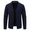 Men S V Neck Long Sleeve Fleece Knit Cardigan Solid Color Casual