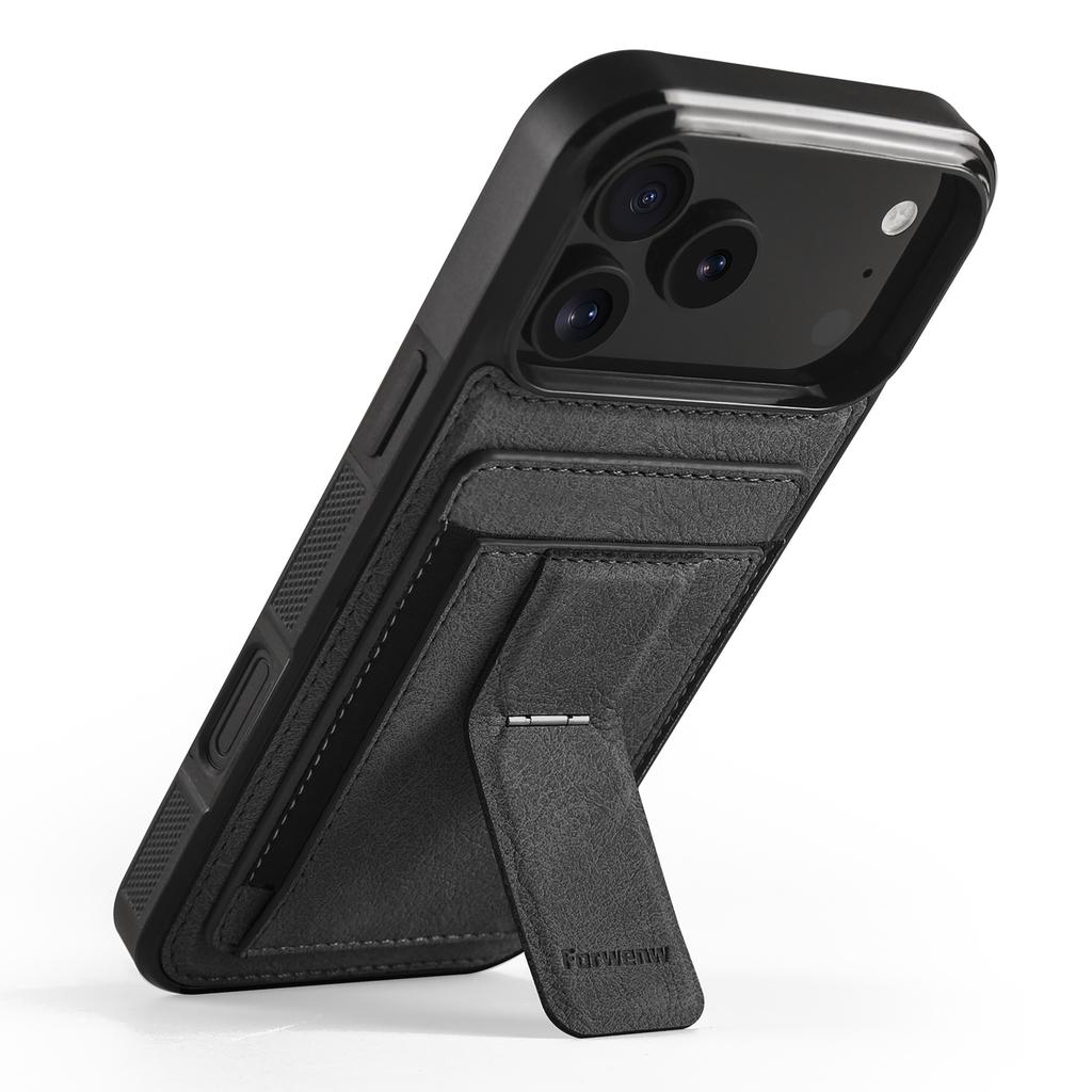 Business Magnetic Cards Solt Leather Phone Case for iPhone 17 Pro Max 16 15 Plus 14 13 12 11 Pro Max Mini 16E Bracket Cover