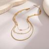 GEMCHIC Women's Stainless Steel 3-Layer Layered Chain Necklace Titanium Steel Paperclip Chain Versatile Choker Wholesale