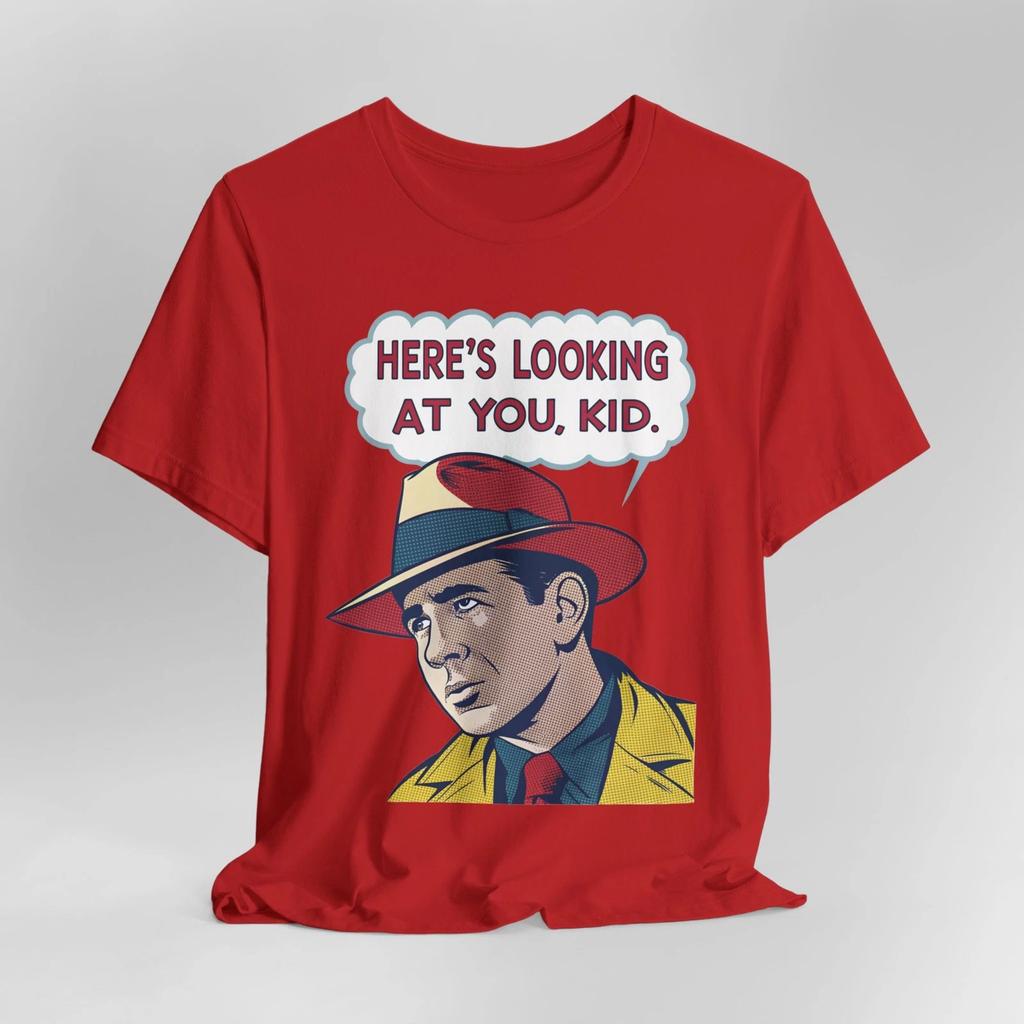 T-shirt Vintage Casablanca con Citazione – 'Here's Looking at You Kid' Classica Maglietta Unisex