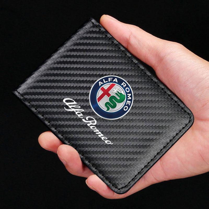 XTXG4 Car Purse Driving Wallet Card Holder Driver License Cover For Alfa Romeo STELVIO Giulia 159 Giulietta 147 Mito 156 MTO Sportiva