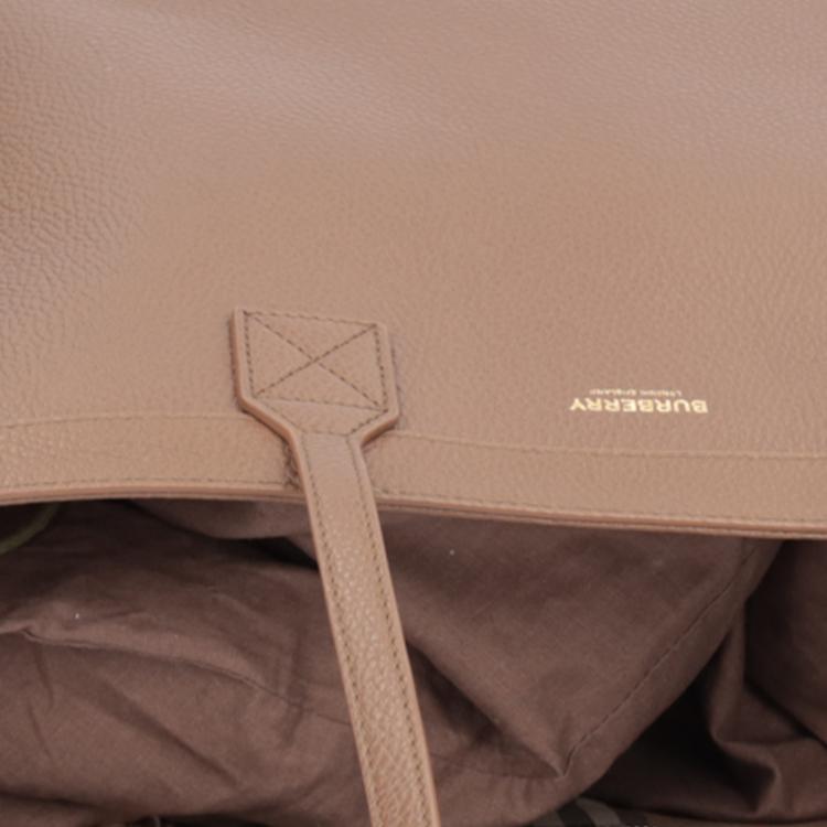 Burberry Borsa Tote in Pelle con Logo del Marchio Borsa Shopping Borsa a Spalla da Donna Marrone Terra