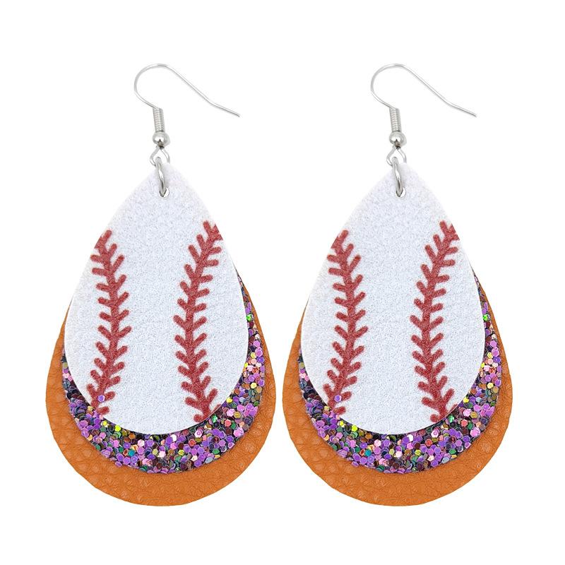American Sports Baseball Leather Earrings