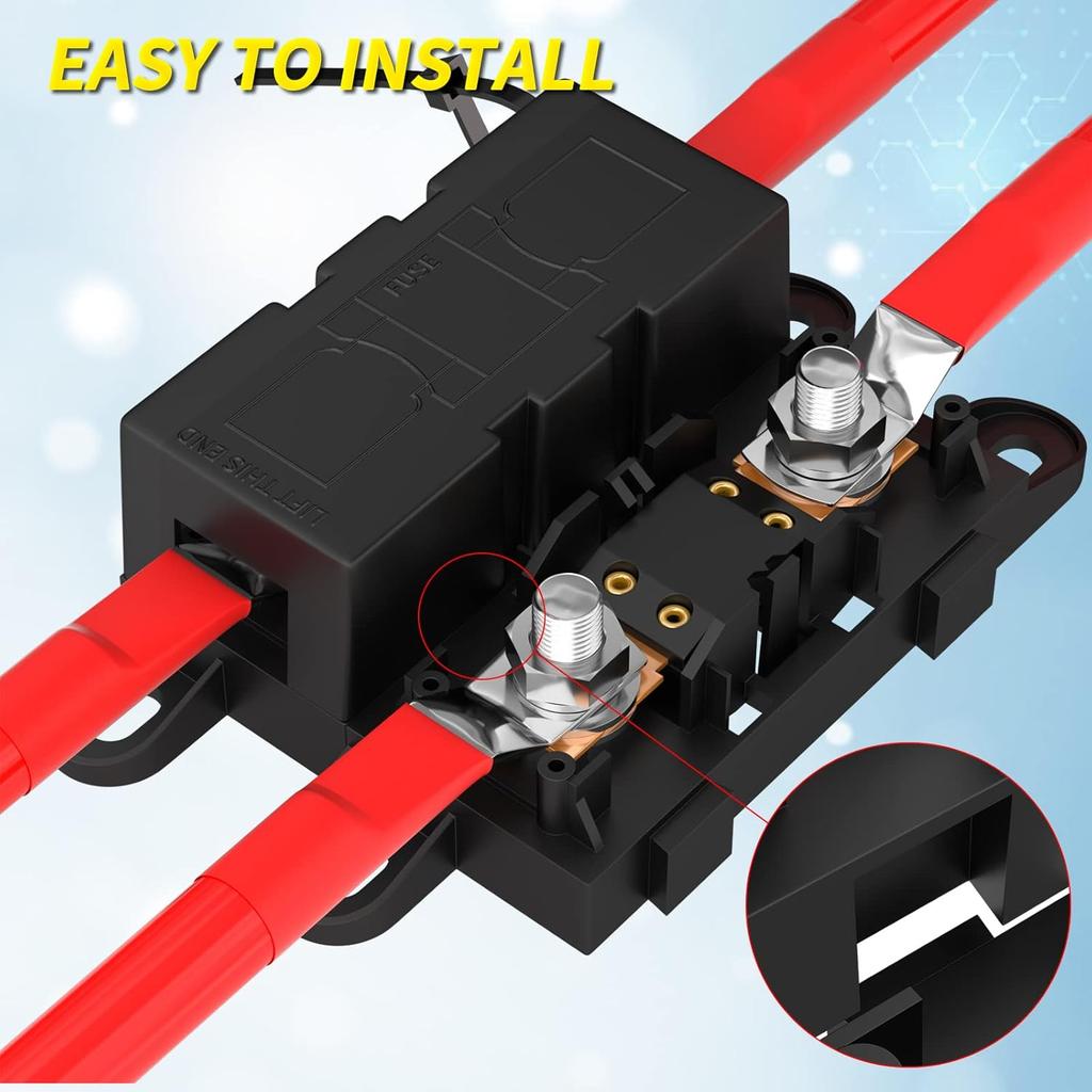 2PCS MEGA Auto Fuse Holder ANM Bolt-on Blade Fuse Flat Type ANL Fuse 30A 50A 60A 70A 80A 100A 125A 175A 200A 225A 250A 300A Fuse Holders1
