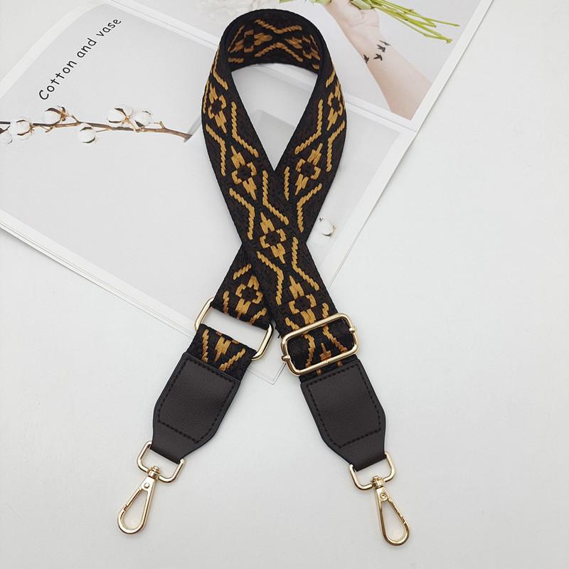 

Ethnic Style Adjustable Shoulder Strap Single Shoulder Crossbody Bag Accessories Broadband Sub Pu Leather Canvas Diagonal Span Light gold hook