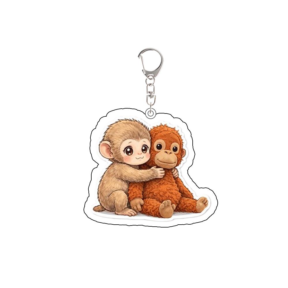 

For Cute Zoo Punch Baby Monkey Acrylic Keychain Peripherals Exquisite Creativity Cartoons Backpack Pendant Fans Friends Gifts