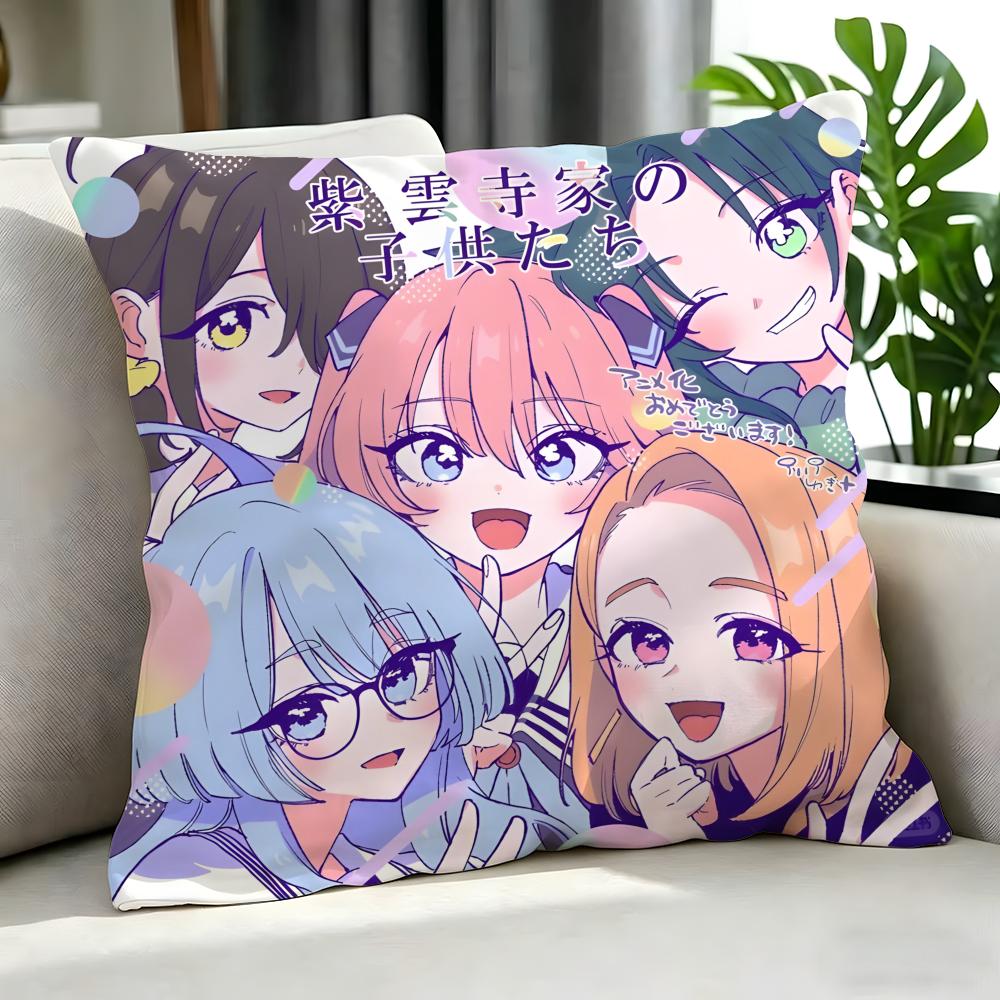 Anime Shiunji Ke No Kodomo Tachi Cushion Cover Cushion Cover Set 4Pcs 50X50 45X45 40X40 Pillowcase Decorative Sofa Home Decor