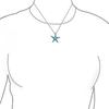 Nautical Beach Pendant Blue Inlay Created Opal Starfish Pendant Necklace for Women for Teens Sterling .925 Silver.