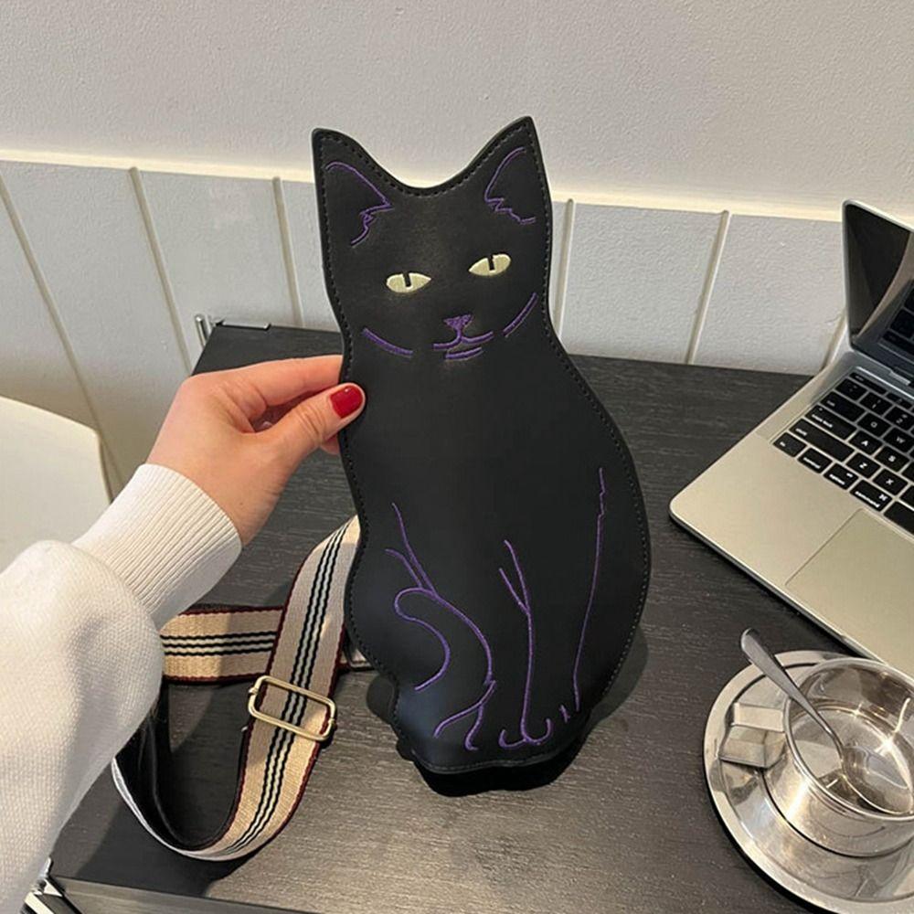 Pu Leather Animal Chest Bag Waterproof Cartoon Shoulder Bag Fashion Cat Crossbody Bag  Girl