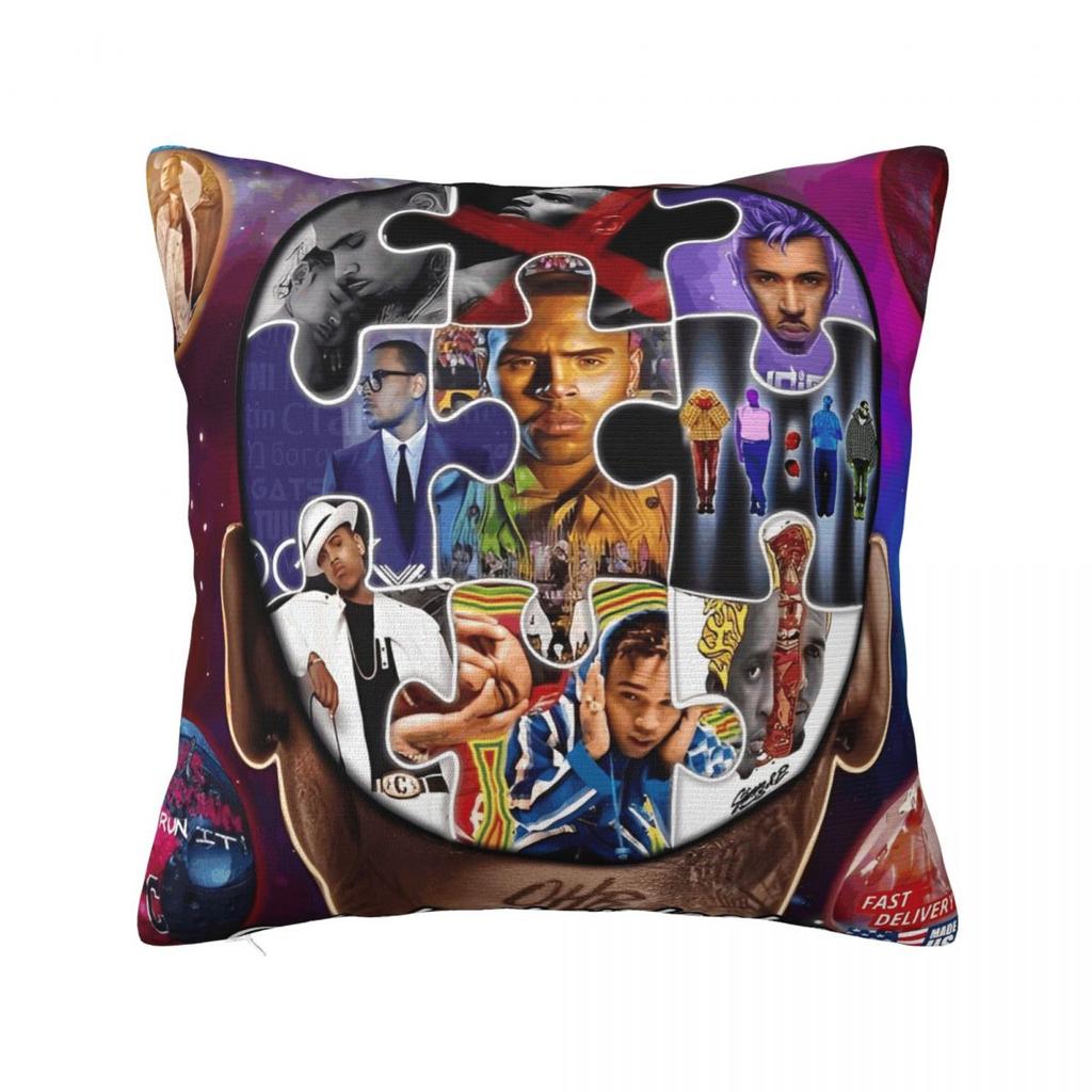 Raooer Chris Brown  () Pillow Case Cushion Cover Soft Pattern Pillow Cover Kawaii Pillowcases For Chair Sofa Home Decoration