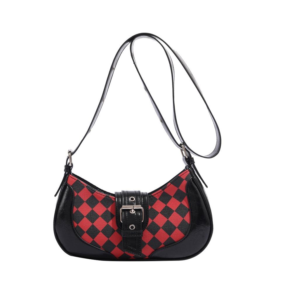 

Сумка-седло в стиле ретро из клетчатой ткани для женщин, корейская горячая сумка подмышкой, высококачественная фактурная сумка через плечо на одно плечо