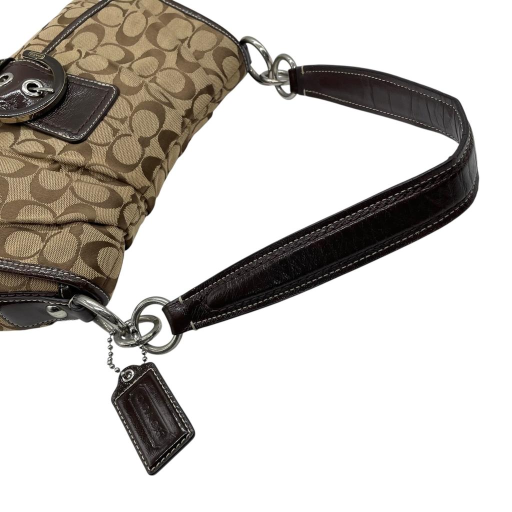 Used COACHShoulder Bag Brown canvas/Patent leather Women