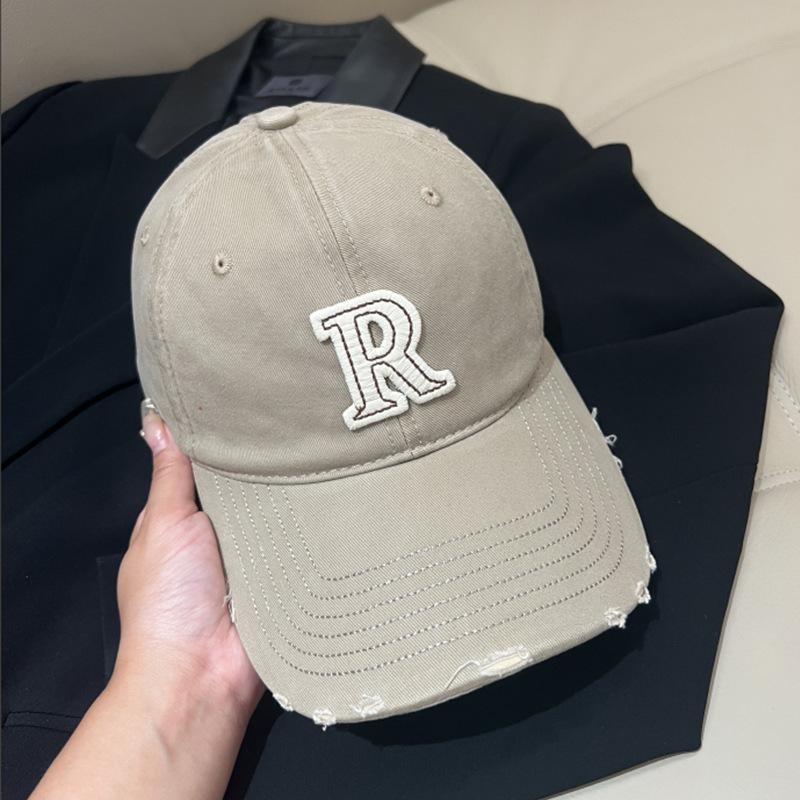 Fashion Versatile R Letter Baseball Cap Women'S Sunscreen Show Face Small Spring And Autumn Sun Hat Sports Travel Men