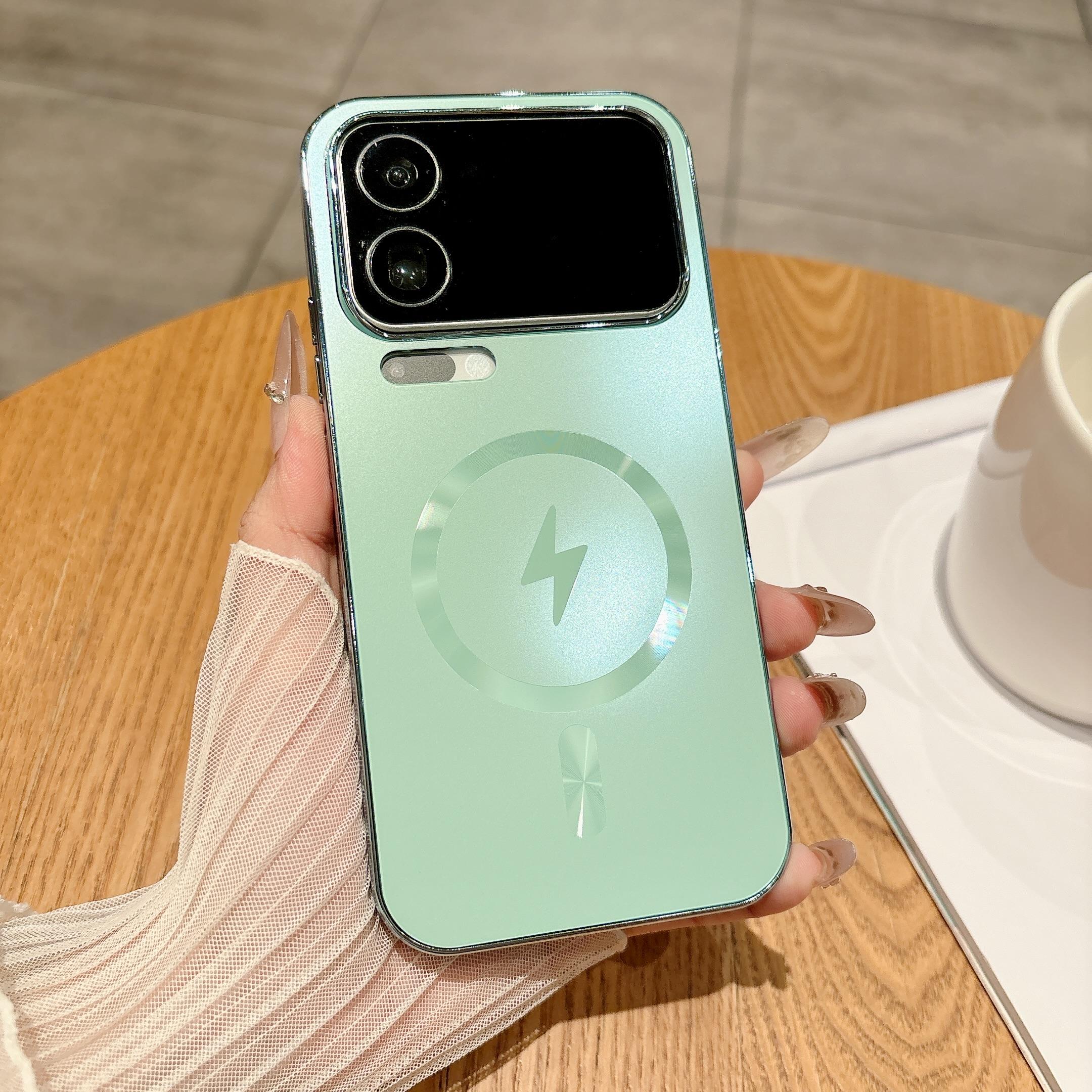 

Современный эстетичный магнитный чехол для телефона для Xiaomi 17 Pro Max 15S Pro 15 Ultra Элегантная гальванизированная накладка для пользователей TikTok Xiaomi 17 pro max светло-зеленый