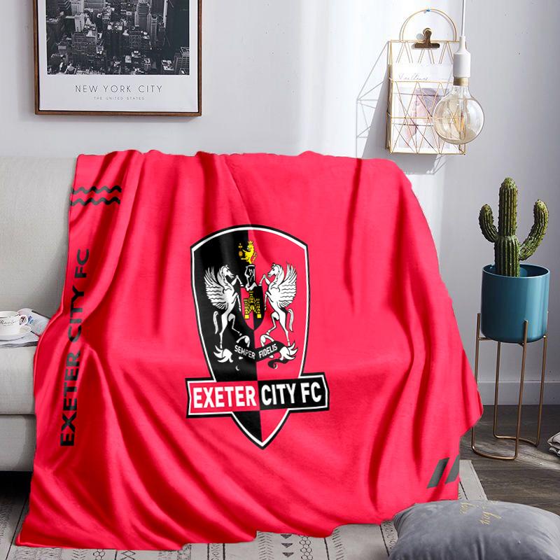 Exeter City Fc Crest Throws Blanket Flannel Blankets Plush for Couch Bed Gifts for Men Women Travel Picnic Blanket Christmas Fan Gifts