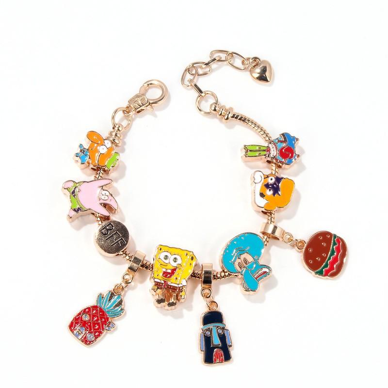 Cartoon Character Alloy Bracelet Kids Adults SpongeBob Patrick DIY Friendship BFF Charm Jewelry