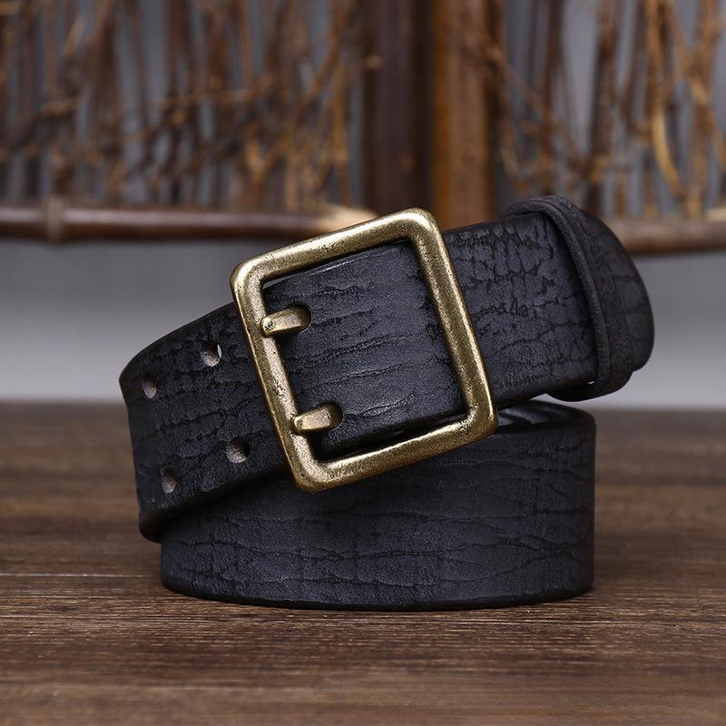 Cureaua Bărbați în stil coreean, retro, învechit, la modă, unică, cu ac dublu, din alamă, cu cataramă, din piele naturală, din piele de vacă pură.