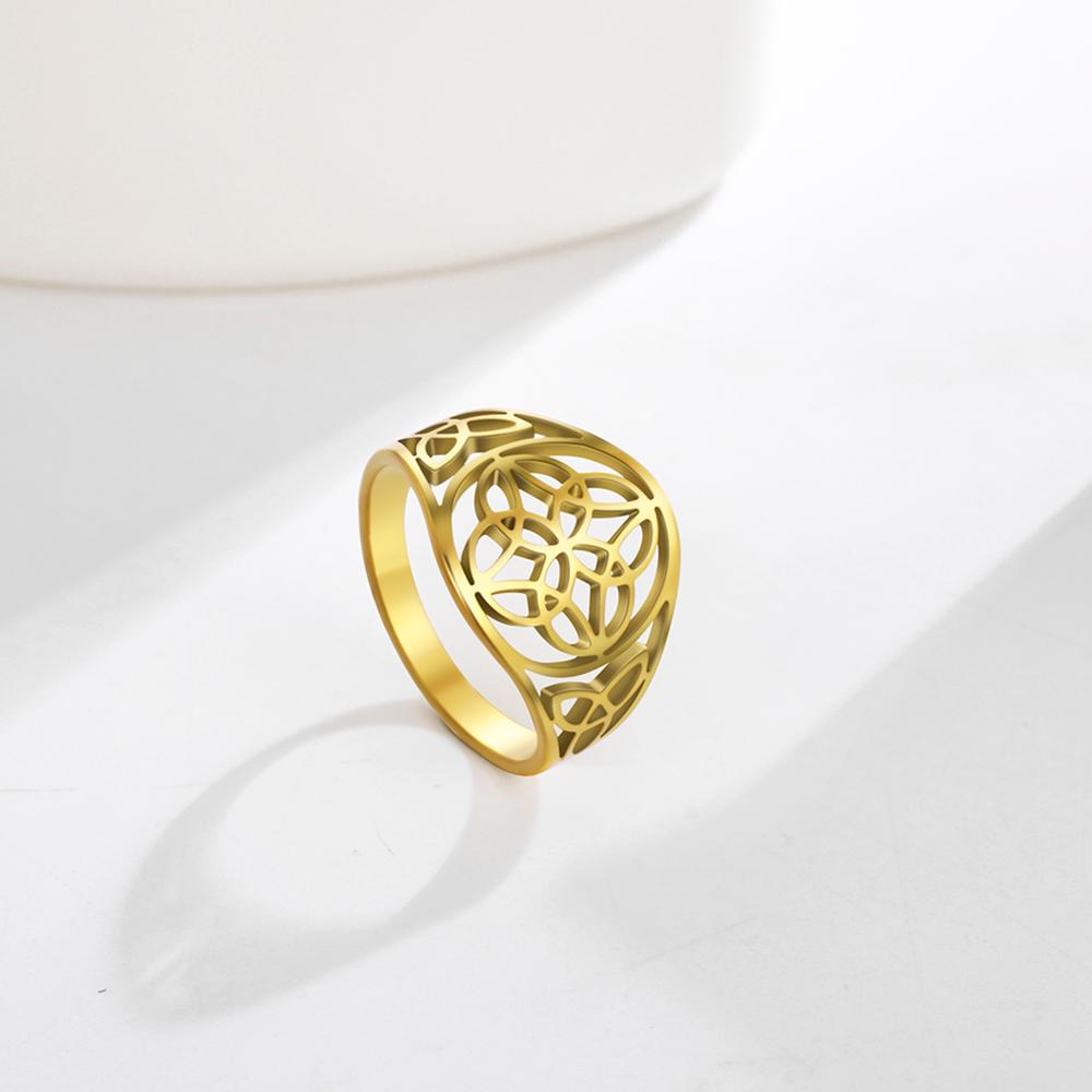 Skyrim Vintage Celtics Knot Rings Women Men Stainless Steel Geometric Ring Witchcraft Amulet Jewelry Gift for Mother Lover